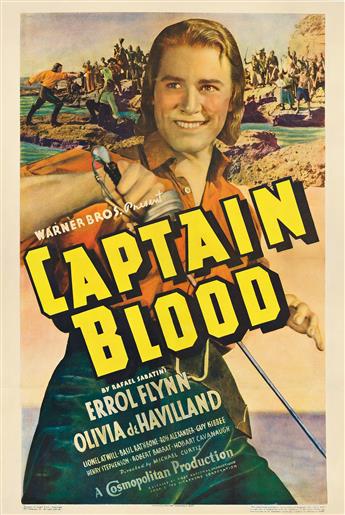 DESIGNER UNKNOWN. CAPTAIN BLOOD. 1935. 41x27½ inches, 104¼x69¾ cm. Continental Litho Corp., Cleveland.                                           